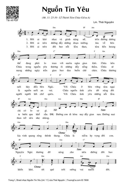 Sheet nhạc PDF bài Nguồn Tin Yêu (mt. 11)