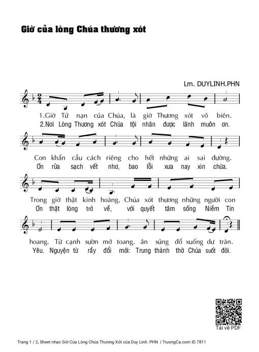 Sheet nhạc PDF bài Giờ Của Lòng Chúa Thương Xót