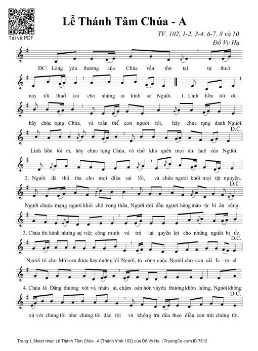 Sheet nhạc PDF bài Lễ Thánh Tâm Chúa - A (Thánh Vịnh 102)