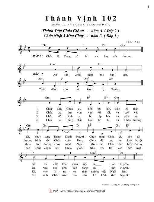 Thánh Tâm Chúa - Năm A (Thánh Vịnh 102)