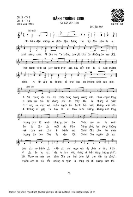 Sheet nhạc PDF bài Bánh Trường Sinh (ga. 6)