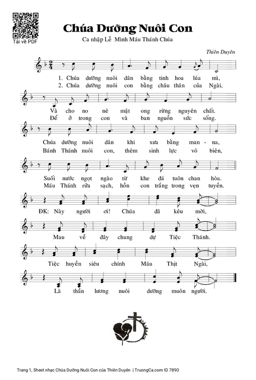 Sheet nhạc PDF bài Chúa Dưỡng Nuôi Con
