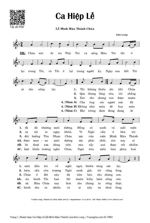 Ca Hiệp Lễ (lễ Mình Máu Thánh)