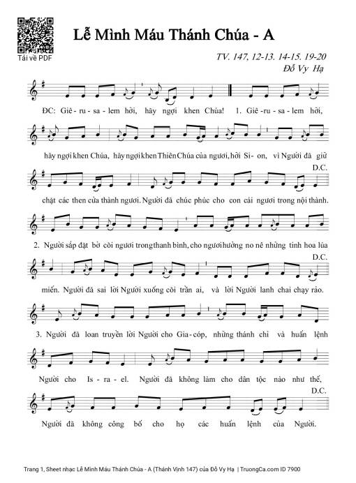 Lễ Mình Máu Thánh Chúa - A (Thánh Vịnh 147)