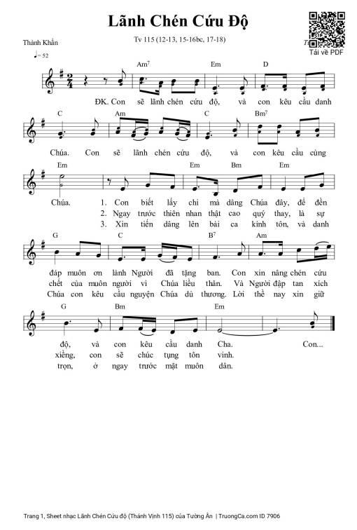 Lãnh Chén Cứu độ (Thánh Vịnh 115)