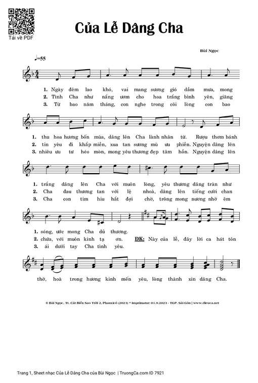 Sheet nhạc PDF bài Của Lễ Dâng Cha