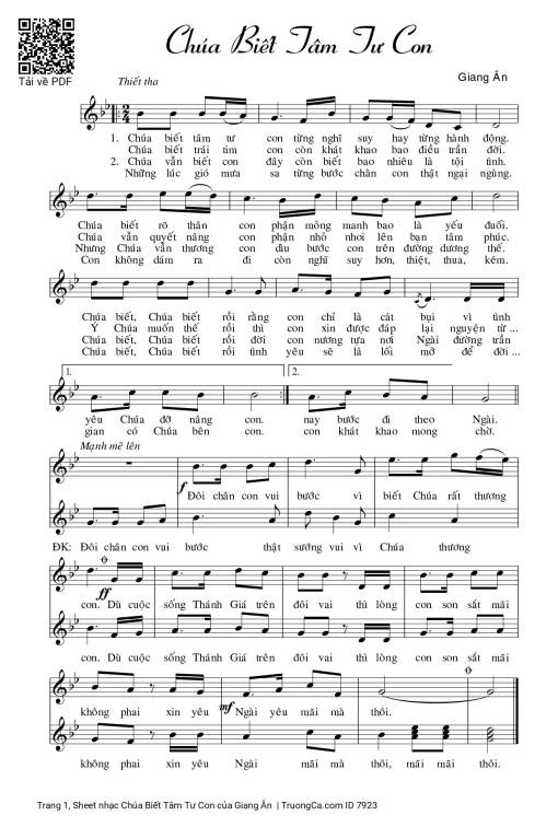 Sheet nhạc PDF bài Chúa Biết Tâm Tư Con