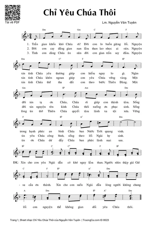 Sheet nhạc PDF bài Chỉ Yêu Chúa Thôi