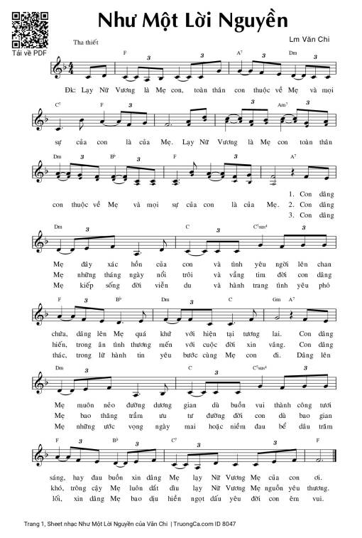 Sheet nhạc PDF bài Như Một Lời Nguyền