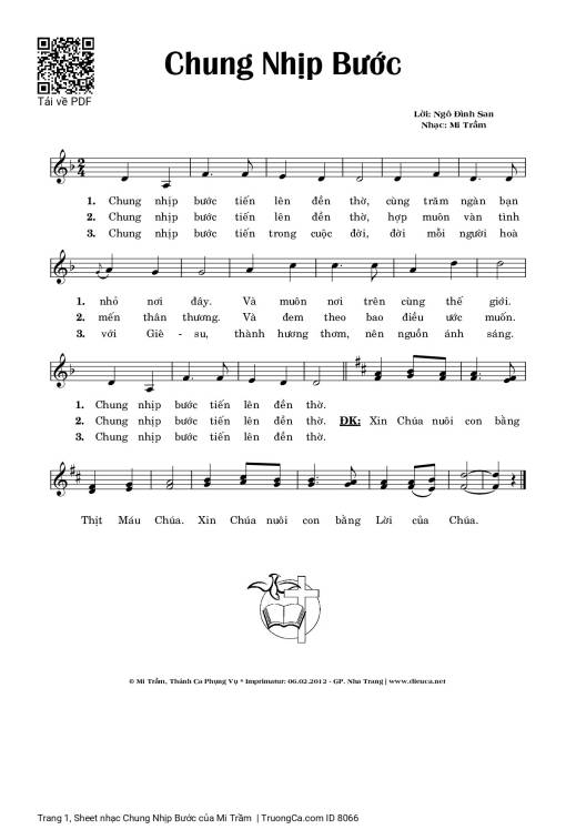 Sheet nhạc PDF bài Chung Nhịp Bước