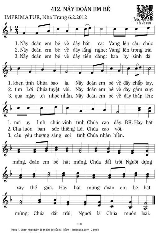 Sheet nhạc PDF bài Này đoàn Em Bé