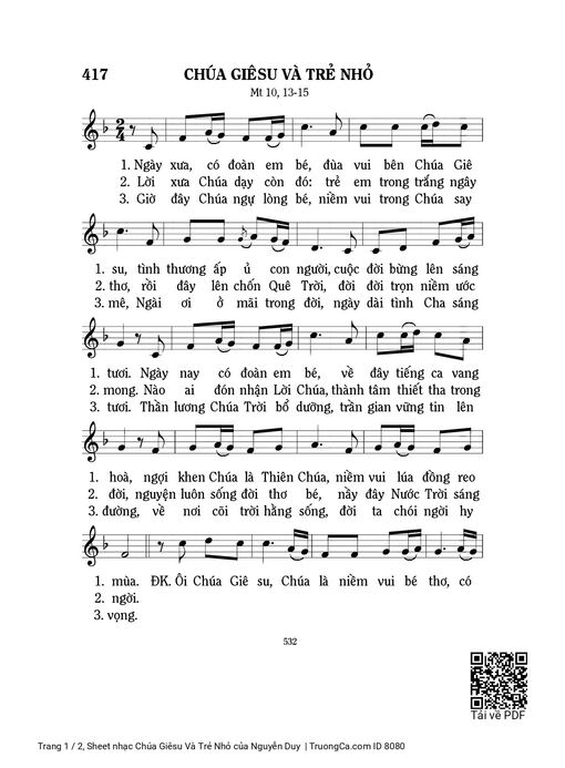 Sheet nhạc PDF bài Chúa Giêsu Và Trẻ Nhỏ