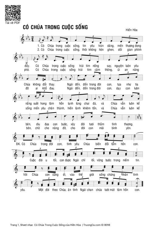 Sheet nhạc PDF bài  Có Chúa Trong Cuộc Sống