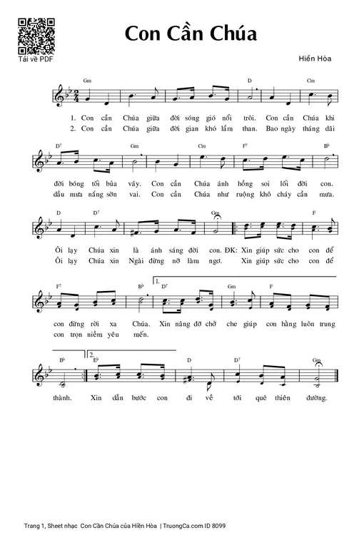 Sheet nhạc PDF bài  Con Cần Chúa