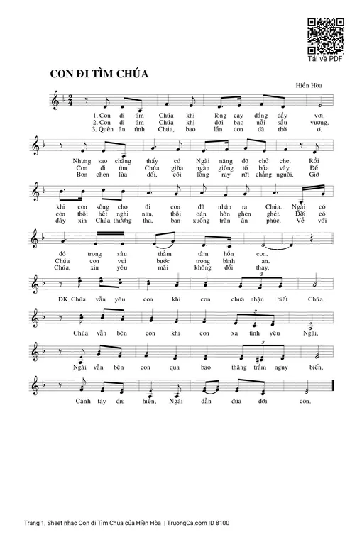Sheet nhạc PDF bài Con đi Tìm Chúa