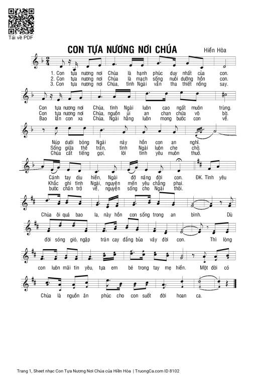 Sheet nhạc PDF bài Con Tựa Nương Nơi Chúa