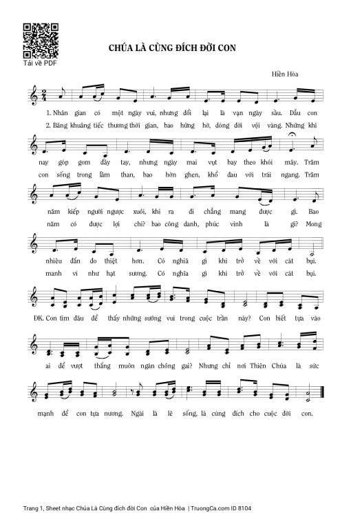 Sheet nhạc PDF bài Chúa Là Cùng đích đời Con 