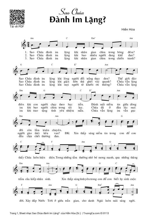Sheet nhạc PDF bài Sao Chúa đành Im Lặng? 