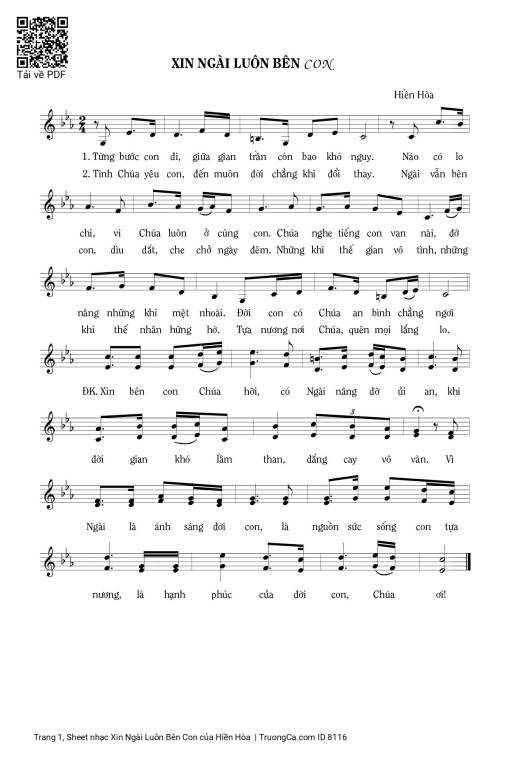 Sheet nhạc PDF bài Xin Ngài Luôn Bên Con