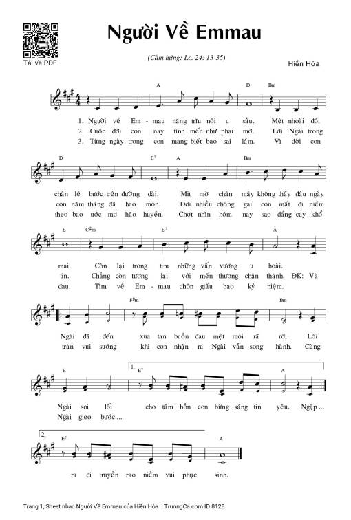 Sheet nhạc PDF bài Người Về Emmau