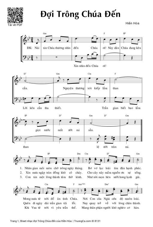 Sheet nhạc PDF bài đợi Trông Chúa đến