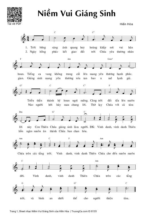 Sheet nhạc PDF bài Niềm Vui Giáng Sinh