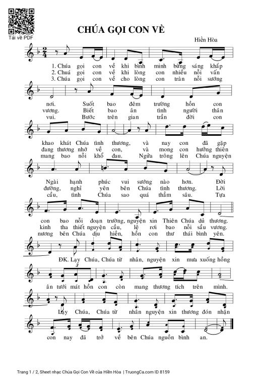 Sheet nhạc PDF bài Chúa Gọi Con Về