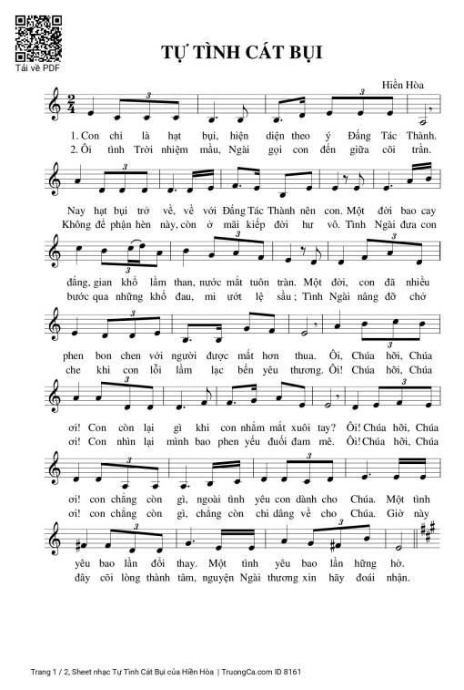Sheet nhạc PDF bài Tự Tình Cát Bụi