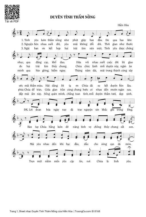 Sheet nhạc PDF bài Duyên Tình Thắm Nồng
