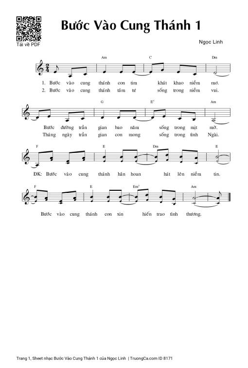 Sheet nhạc PDF bài Bước Vào Cung Thánh 1