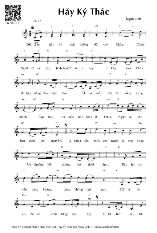 Sheet nhạc PDF bài Thánh Vịnh 36, Hãy Ký Thác