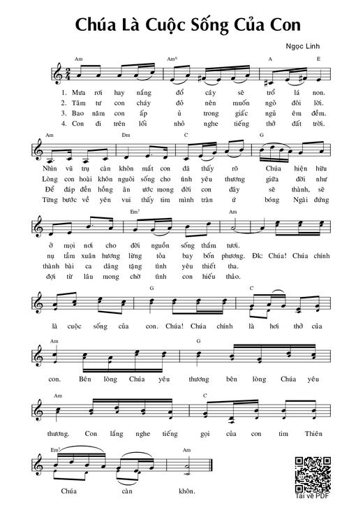 Sheet nhạc PDF bài Chúa Là Cuộc Sống Của Con