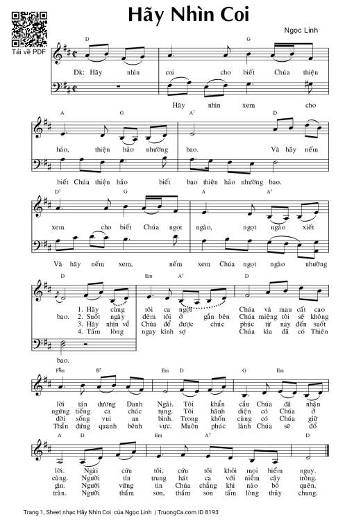 Sheet nhạc PDF bài Hãy Nhìn Coi 