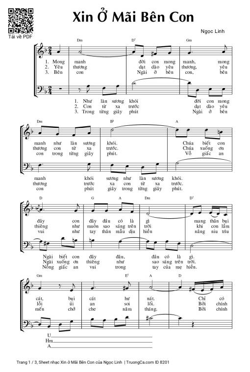 Sheet nhạc PDF bài Xin ở Mãi Bên Con
