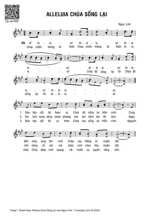 Sheet nhạc PDF bài Alleluia Chúa Sống Lại