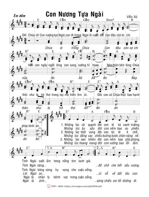Sheet nhạc PDF bài Con Nương Tựa Ngài
