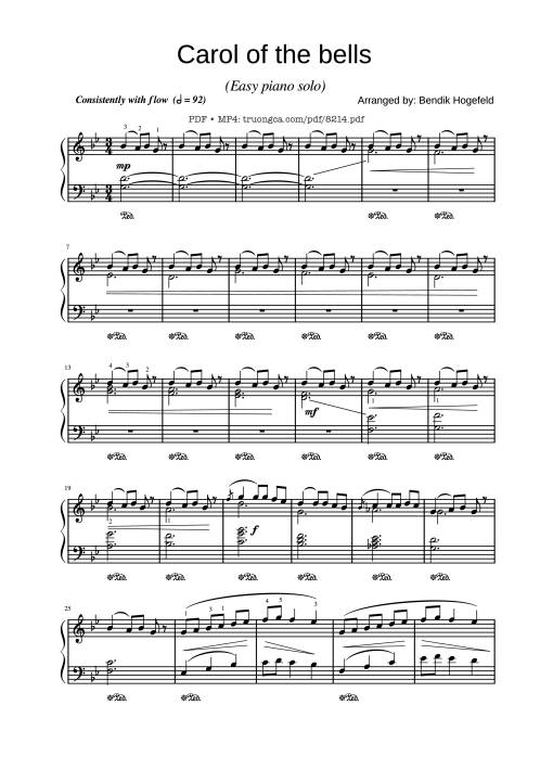 Sheet nhạc PDF bài Carol of the bells (Easy piano solo)