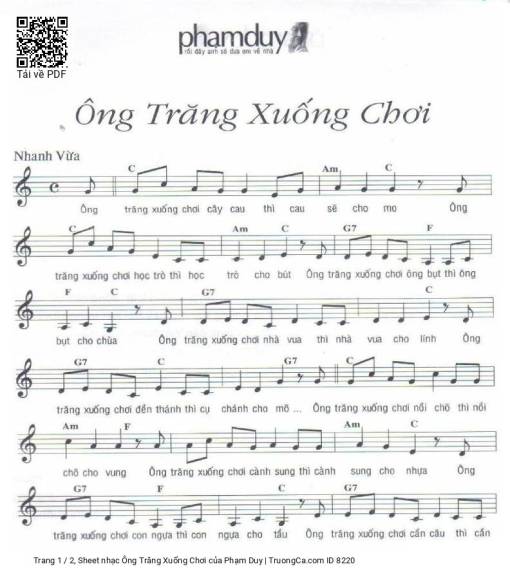Sheet nhạc PDF bài Ông Trăng Xuống Chơi