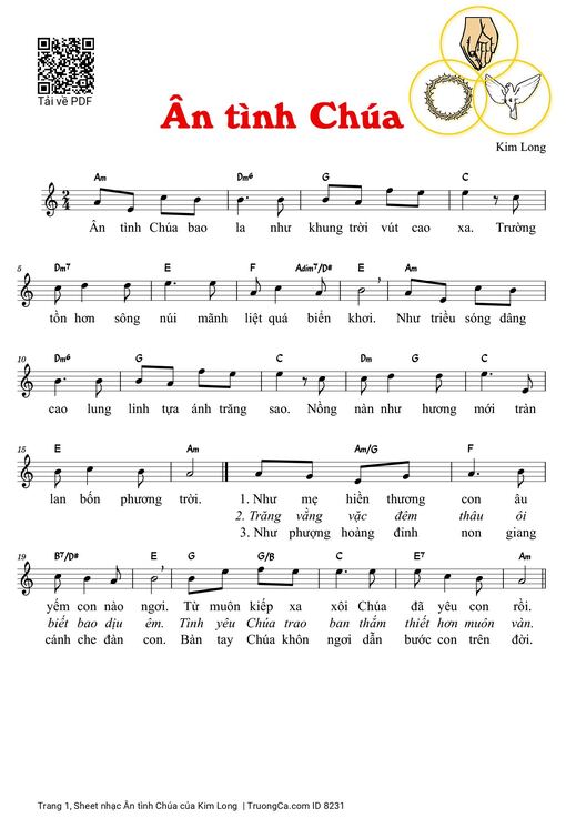 Sheet nhạc PDF bài Ân tình Chúa