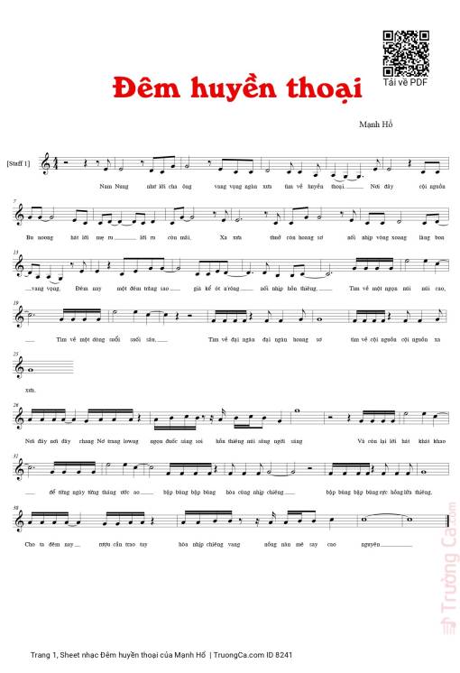 Sheet nhạc PDF bài Đêm huyền thoại