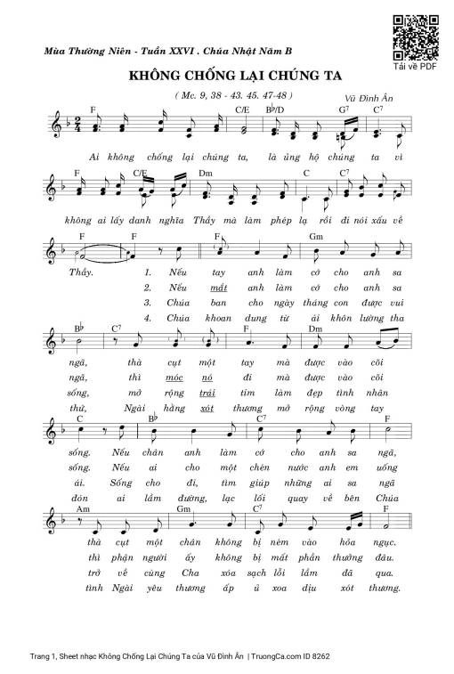 Sheet nhạc PDF bài Không Chống Lại Chúng Ta