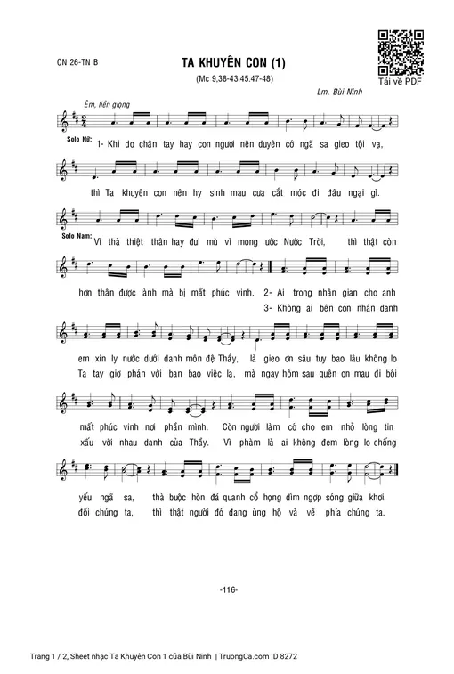 Sheet nhạc PDF bài Ta Khuyên Con 1