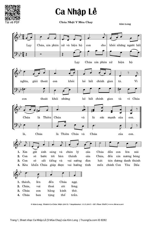 Sheet nhạc PDF bài Ca Nhập Lễ (5 Mùa Chay)