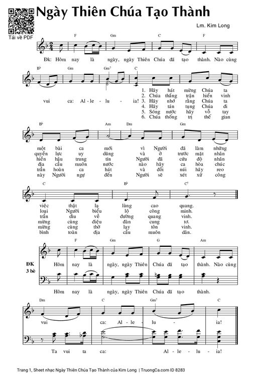 Sheet nhạc PDF bài Ngày Thiên Chúa Tạo Thành