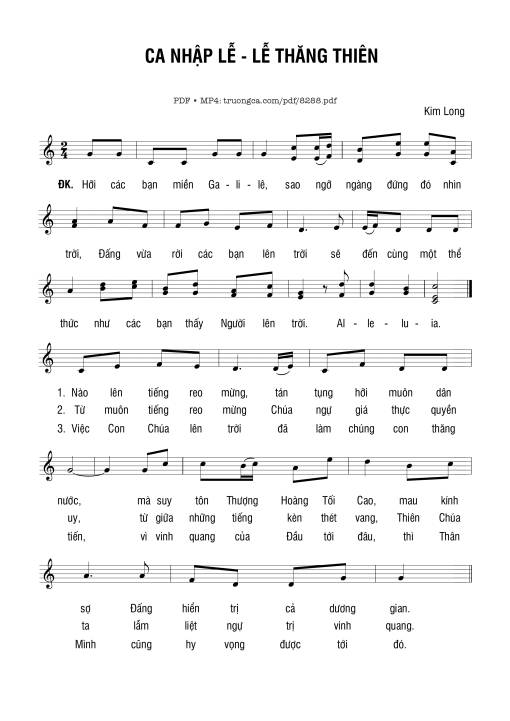 Sheet nhạc PDF bài Ca Nhập Lễ Lễ Thăng Thiên
