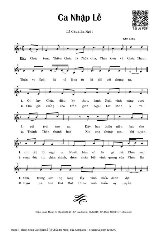 Sheet nhạc PDF bài Ca Nhập Lễ (lễ Chúa Ba Ngôi)
