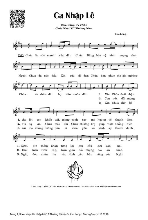 Sheet nhạc PDF bài Ca Nhập Lễ (12 Thường Niên)