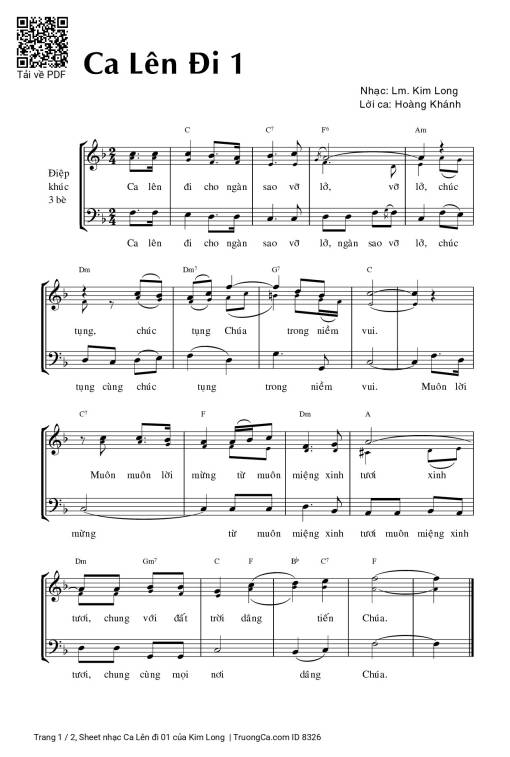 Sheet nhạc PDF bài Ca Lên đi 01 - Kim Long