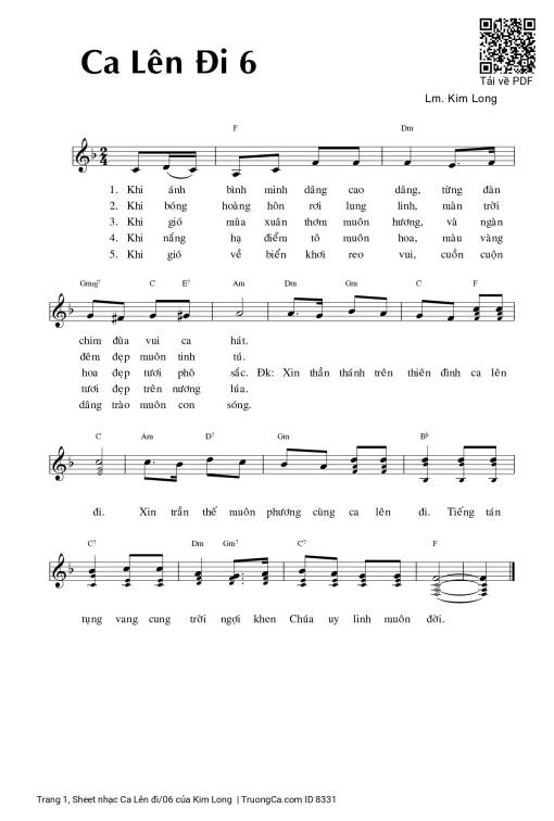 Sheet nhạc PDF bài Ca Lên đi/06 - Kim Long