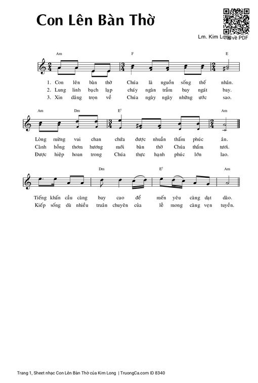 Sheet nhạc PDF bài Con Lên Bàn Thờ
